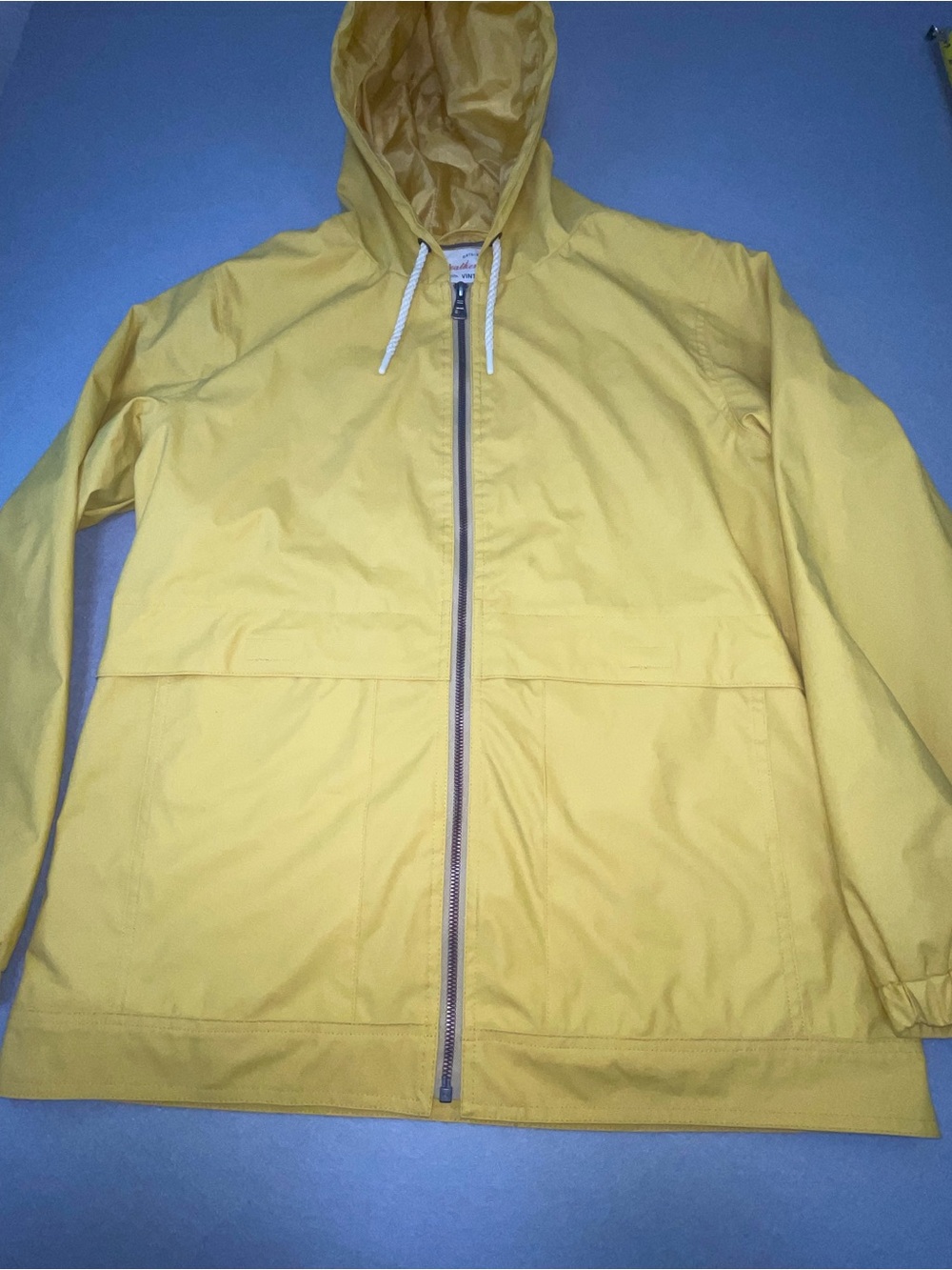 Original Weatherproof Vintage Wind Breaker/Rain Jacket Hooded Yellow Unisex Sz M